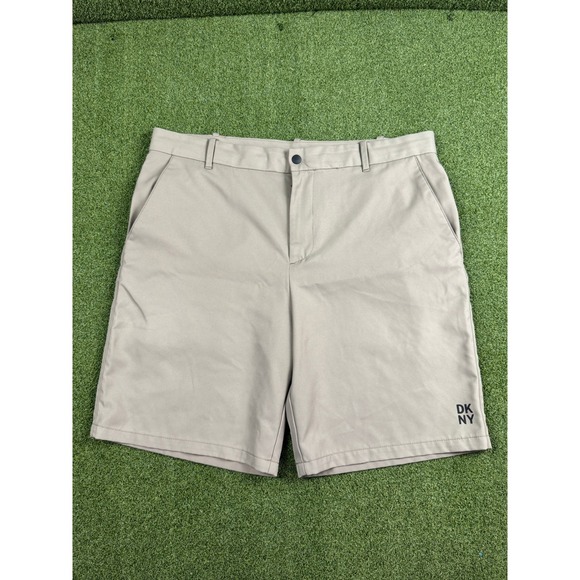 DKNY Mens Khaki Golf Shorts Size 36 Performance Casual Chino 10in - Picture 3 of 15